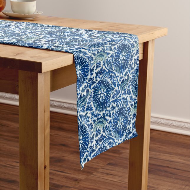 Chemin De Table Court Modèle floral chinois bleu (In Situ)