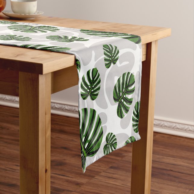 Chemin De Table Court Modern Boho Botanical Leaves Pattern (In Situ)