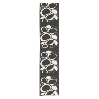 Chemin De Table Court Modern Stylish Black Cream Abstract Pattern