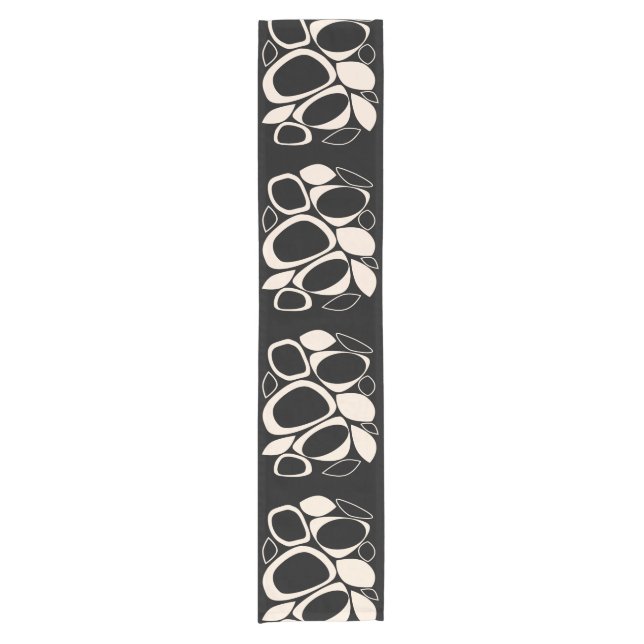 Chemin De Table Court Modern Stylish Black Cream Abstract Pattern (Devant)