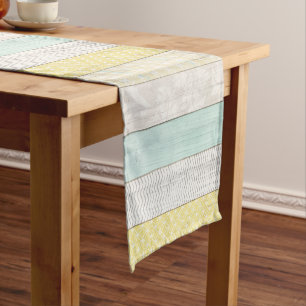 Chemin De Table Court Monnaie Rustique & Boho Jaune Géométrique Chalet M