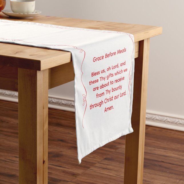 Chemin De Table Court Monogrammé avec la bénédiction catholique (Créateur téléchargé)
