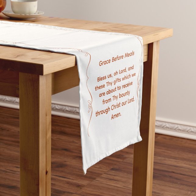 Chemin De Table Court Monogrammé avec la bénédiction catholique (Créateur téléchargé)