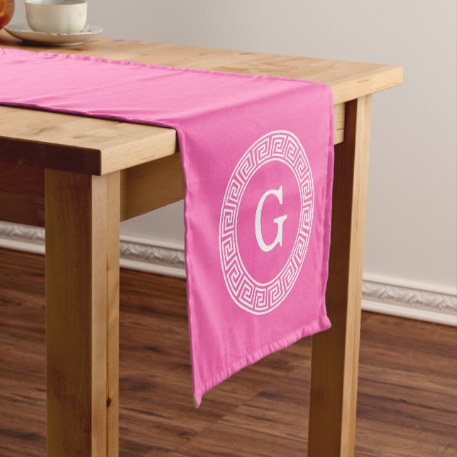 Chemin De Table Court Monogramme initial du cadre de ligne clé grecque r (In Situ)