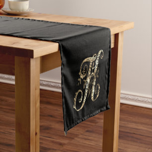 Chemin De Table Court Monogramme K Orné Vintage Or
