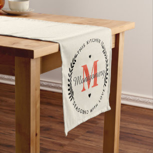 Chemin De Table Court Monogramme Orange Rustique Burlap Saisonné Avec Am