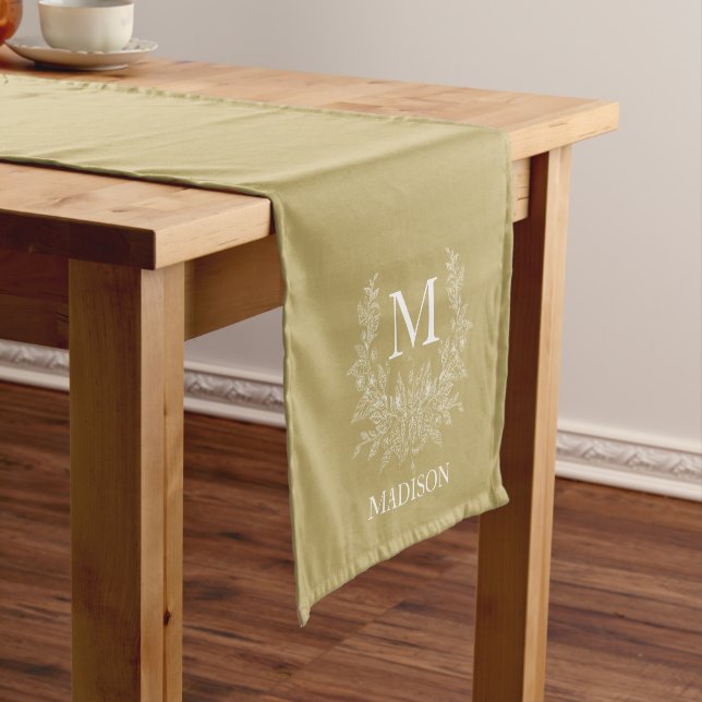 Chemin De Table Court Monogramme rustique personnalisé initial (In Situ)