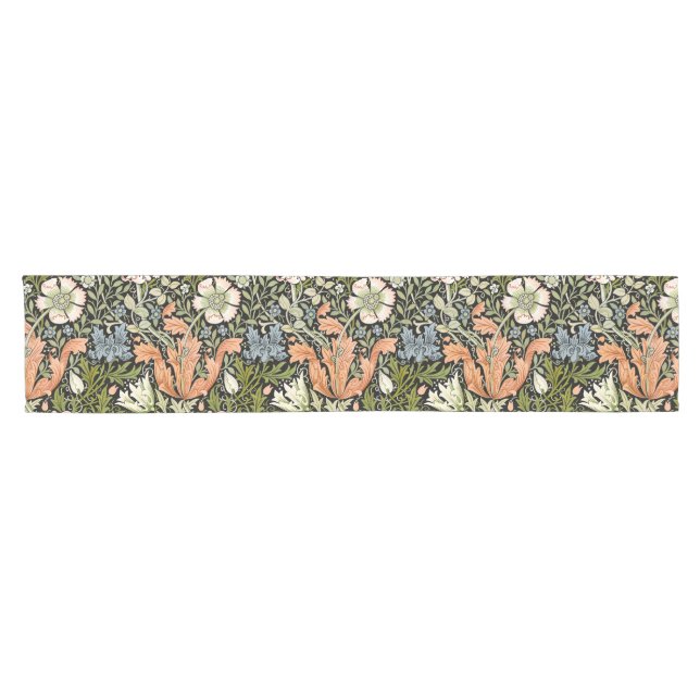 Chemin De Table Court Morris BlackBackground 1896 Compton Floral Pattern (Horizontal)
