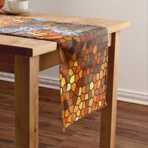 Chemin De Table Court Mosaïque d'automne Abstrait court coureur de table