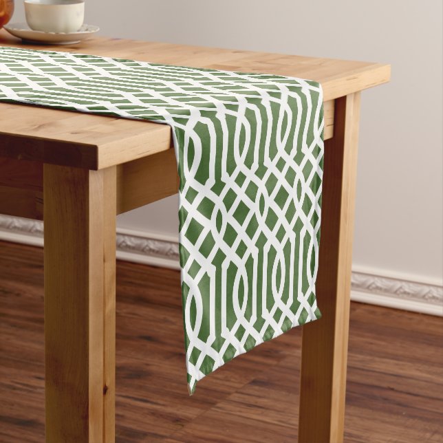 Chemin De Table Court Moss Green Trellis (In Situ)