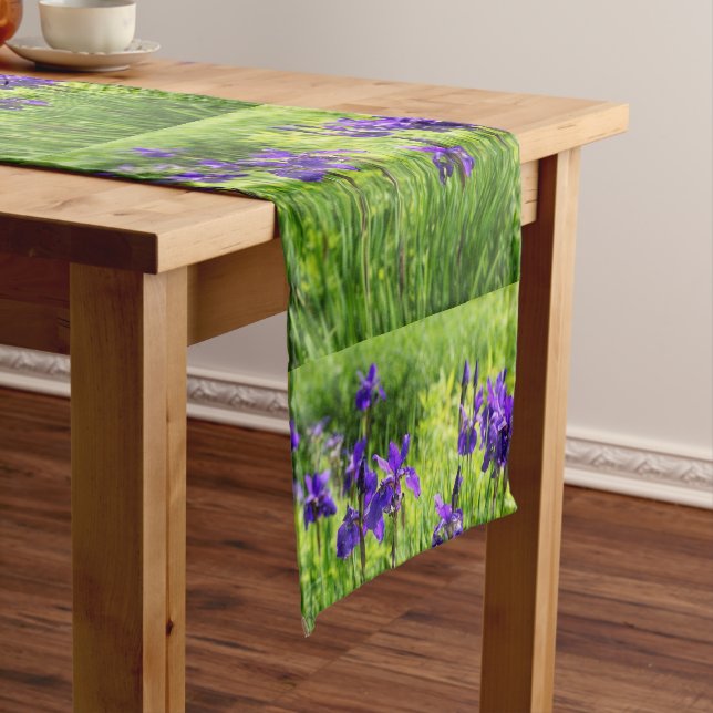 Chemin De Table Court Moteur Motif Fleur  Purple Irises Coureur de table (In Situ)