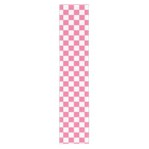 Chemin De Table Court Motif à carreaux rose et blanc