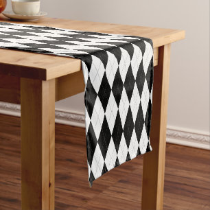 Chemin De Table Court Motif à motifs de losanges noir et blanc élégan