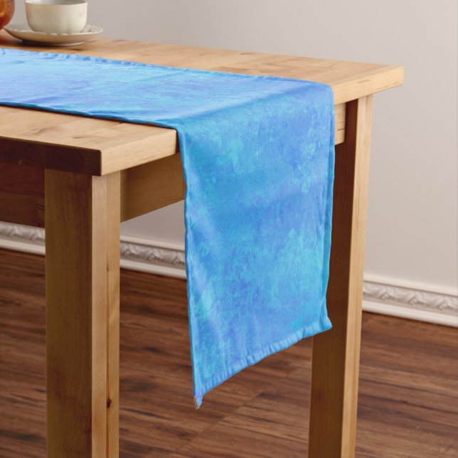 Chemin De Table Court Motif Abstrait Bleu (In Situ)