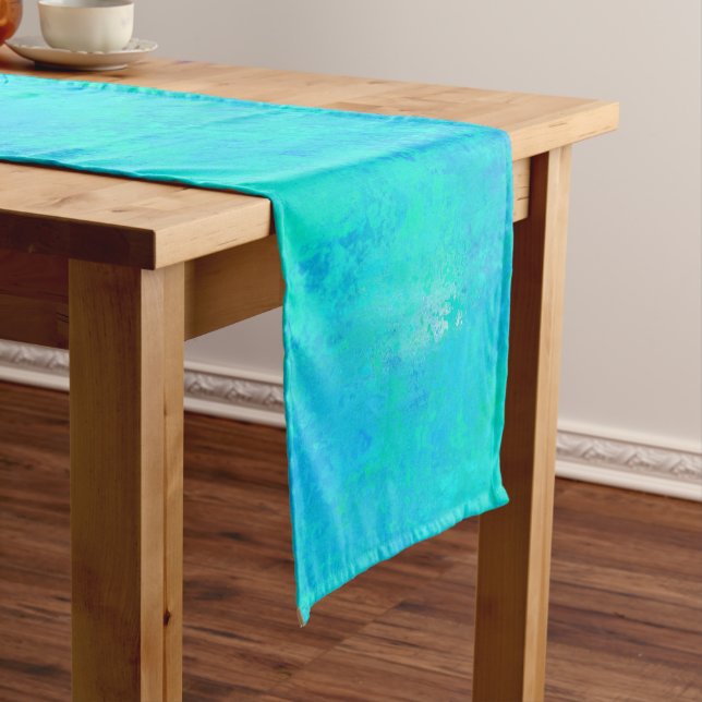 Chemin De Table Court Motif Abstrait bleu turquoise (In Situ)