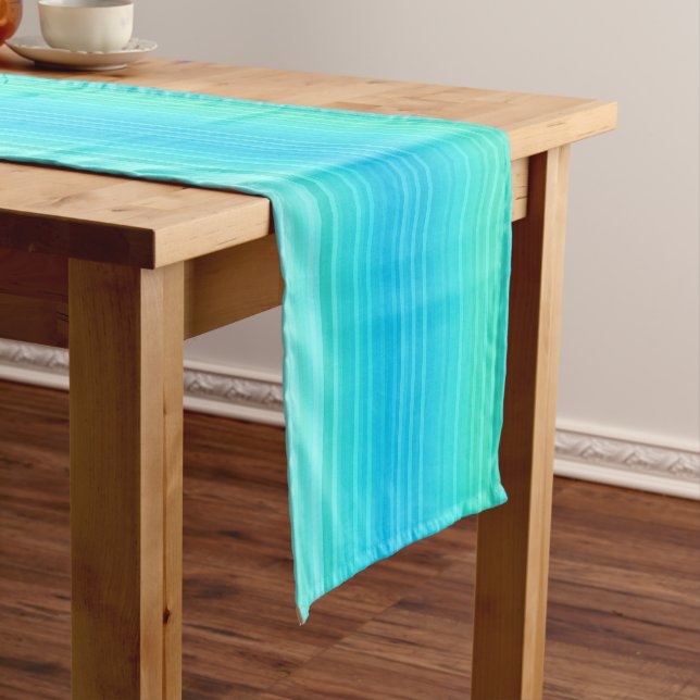 Chemin De Table Court Motif Abstrait bleu turquoise pastel (In Situ)