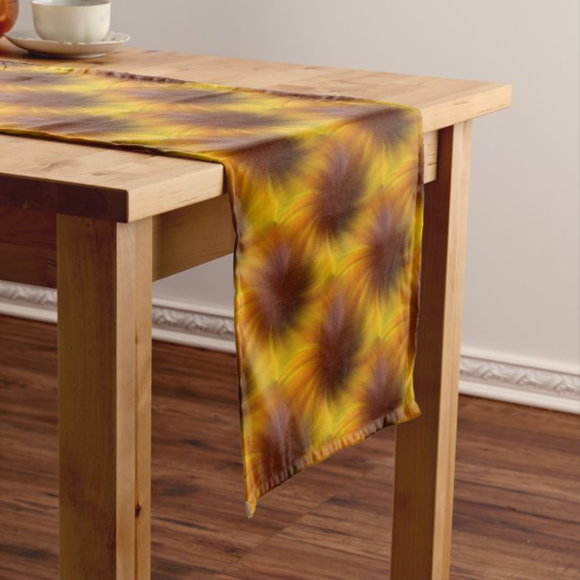 Chemin De Table Court Motif Abstrait Brown Et Jaune (In Situ)