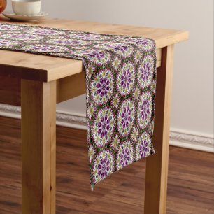 Chemin De Table Court Motif Abstrait Dahlia     