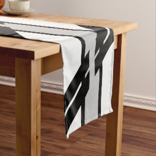 Chemin De Table Court Motif Abstrait  de ligne Skyline Black