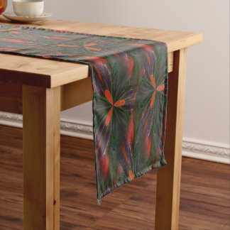 Chemin De Table Court Motif Abstrait Orange Et Vert