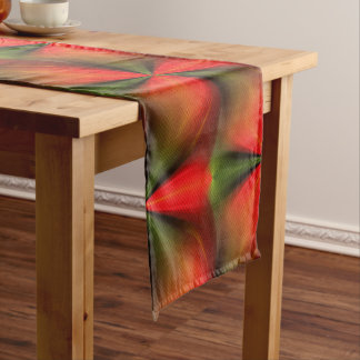 Chemin De Table Court Motif Abstrait orange et vert 2