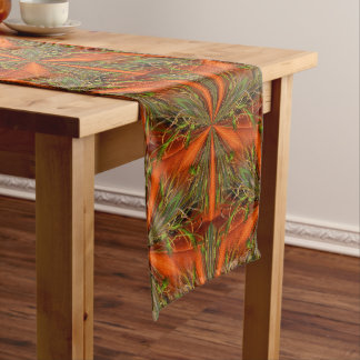 Chemin De Table Court Motif Abstrait Orange Et Vert 3