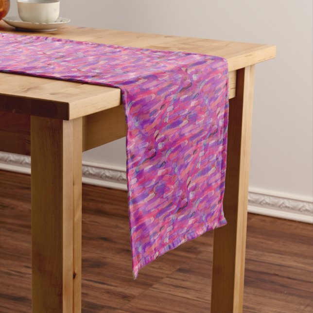 Chemin De Table Court Motif Abstrait violet et rose (In Situ)