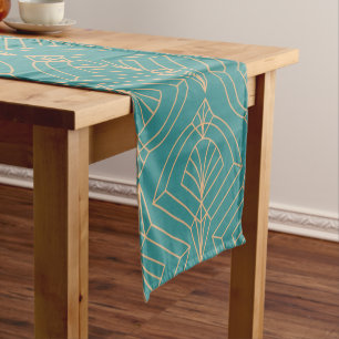 Chemin De Table Court Motif Art Déco avec des formes géométriques dorées