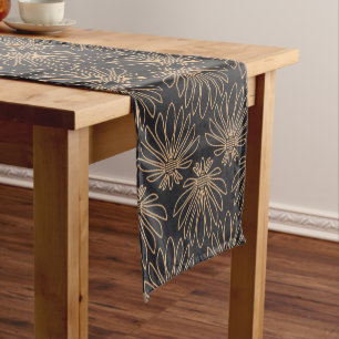 Chemin De Table Court Motif Art Déco avec motifs floraux dorés
