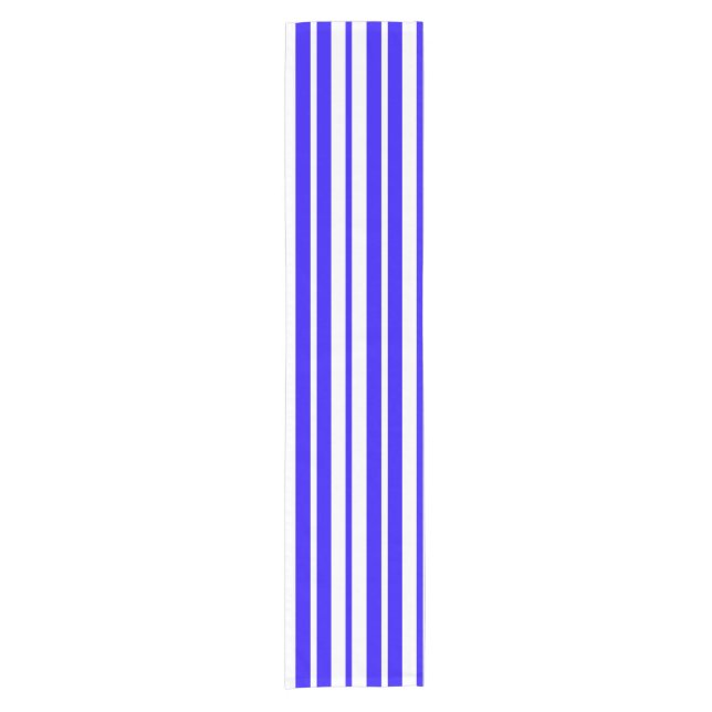 Chemin De Table Court Motif Bleu Blanc Vertical Grilles (Devant)
