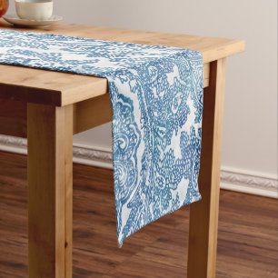 Chemin De Table Court Motif Blue Boho Lace Paisley