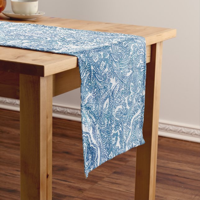 Chemin De Table Court Motif Blue Boho Paisley (In Situ)