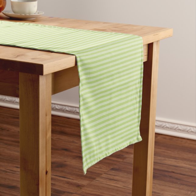 Chemin De Table Court Motif branché Pastel Bright Lime Green Stripes (In Situ)