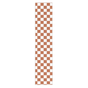 Chemin De Table Court Motif Brown blanc À damiers chèque