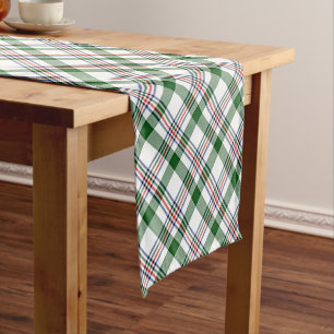 Chemin De Table Court Motif carreaux écossais bûcheron vert blanc rouge
