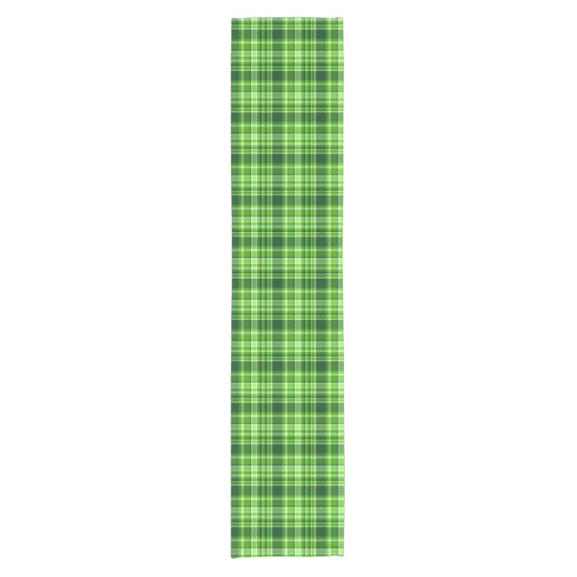 Chemin De Table Court Motif Checkered de couleur verte (Devant)