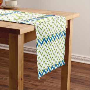 Chemin De Table Court Motif Chevron bleu et vert