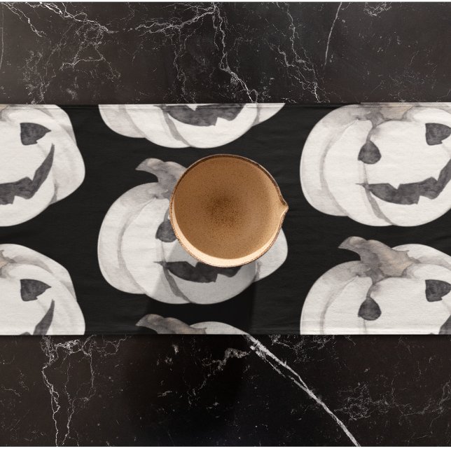 Chemin De Table Court Motif Citrouille éffrayant | Bonne Halloween (Créateur téléchargé)