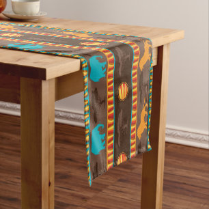 Chemin De Table Court motif d'animaux Tribal d'Afrique coureur à table