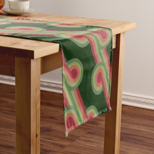 Chemin De Table Court Motif d'art abstrait funky rétro chic avec vagues (In Situ)