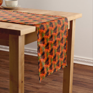 Chemin De Table Court Motif D'Art Abstrait Orange Et Brown     