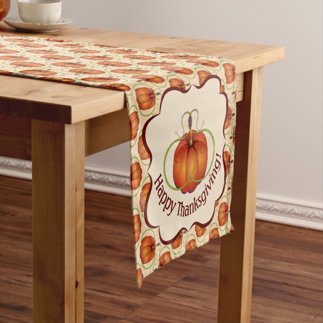 Chemin De Table Court Motif d'automne du Citrouille orange Curvy (In Situ)