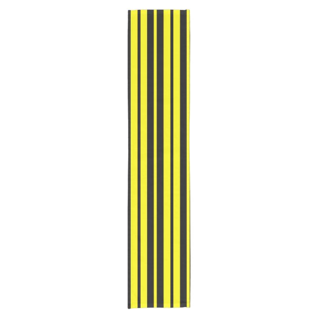 Chemin De Table Court Motif de bandes verticales noires jaunes (Devant)