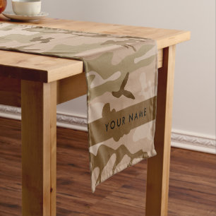 Chemin De Table Court Motif de camouflage du désert, Votre nom, Personna