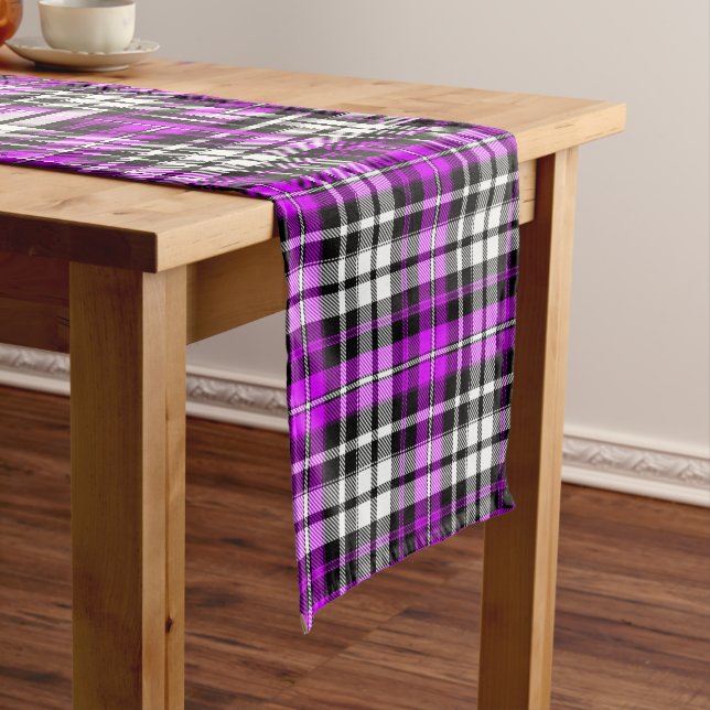 Chemin De Table Court Motif de carreaux Tartan à carreaux noir blanc vio (In Situ)