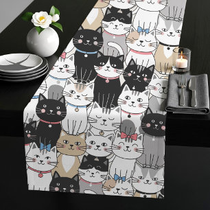 Chemin De Table Court Motif de chat fantaisiste mignon