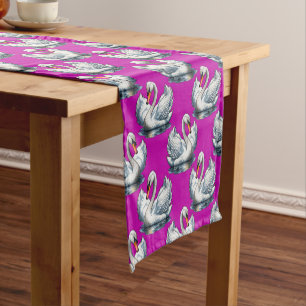 Chemin De Table Court Motif de cygnes sur fond violet