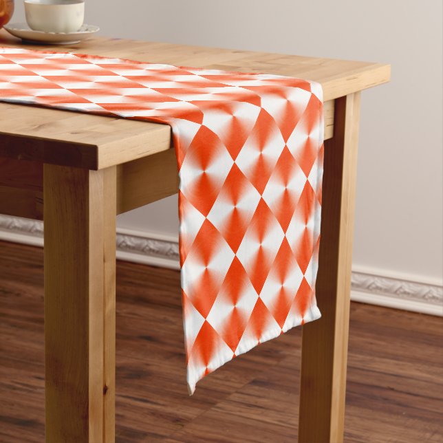 Chemin De Table Court Motif de diamants rouges orange (In Situ)