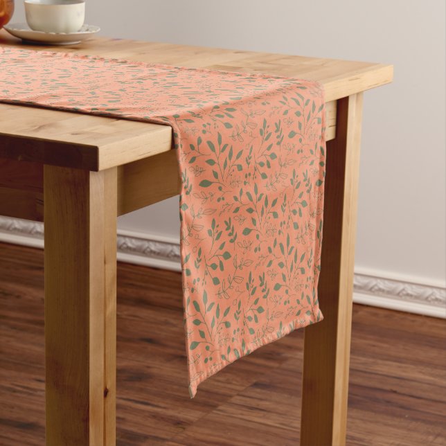 Chemin De Table Court Motif de feuilles de bois (In Situ)