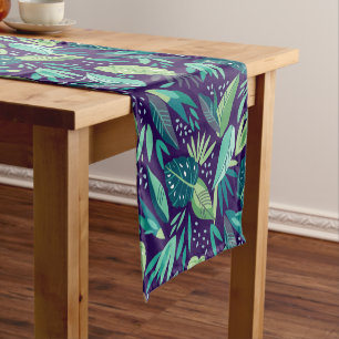 Chemin De Table Court Motif de feuilles vertes et violettes